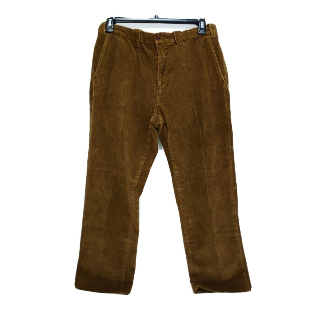 Men's Corduroy Luxury Trousers Custom Flat Front Thick Quality Brown 4 pocket